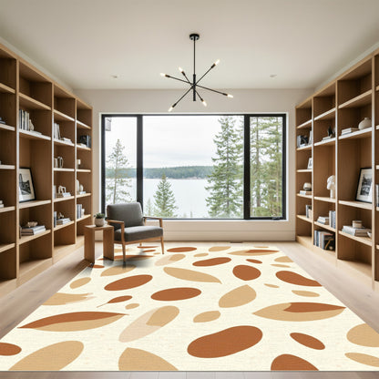Brown Beige Leaf Abstract Arrangement Rug