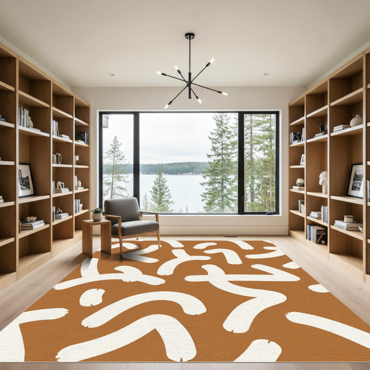 Terracotta Cream Brushstroke Play Rug