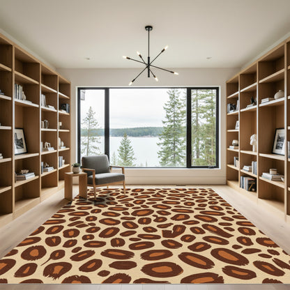 Brown Tan Animal Print Spots Rug