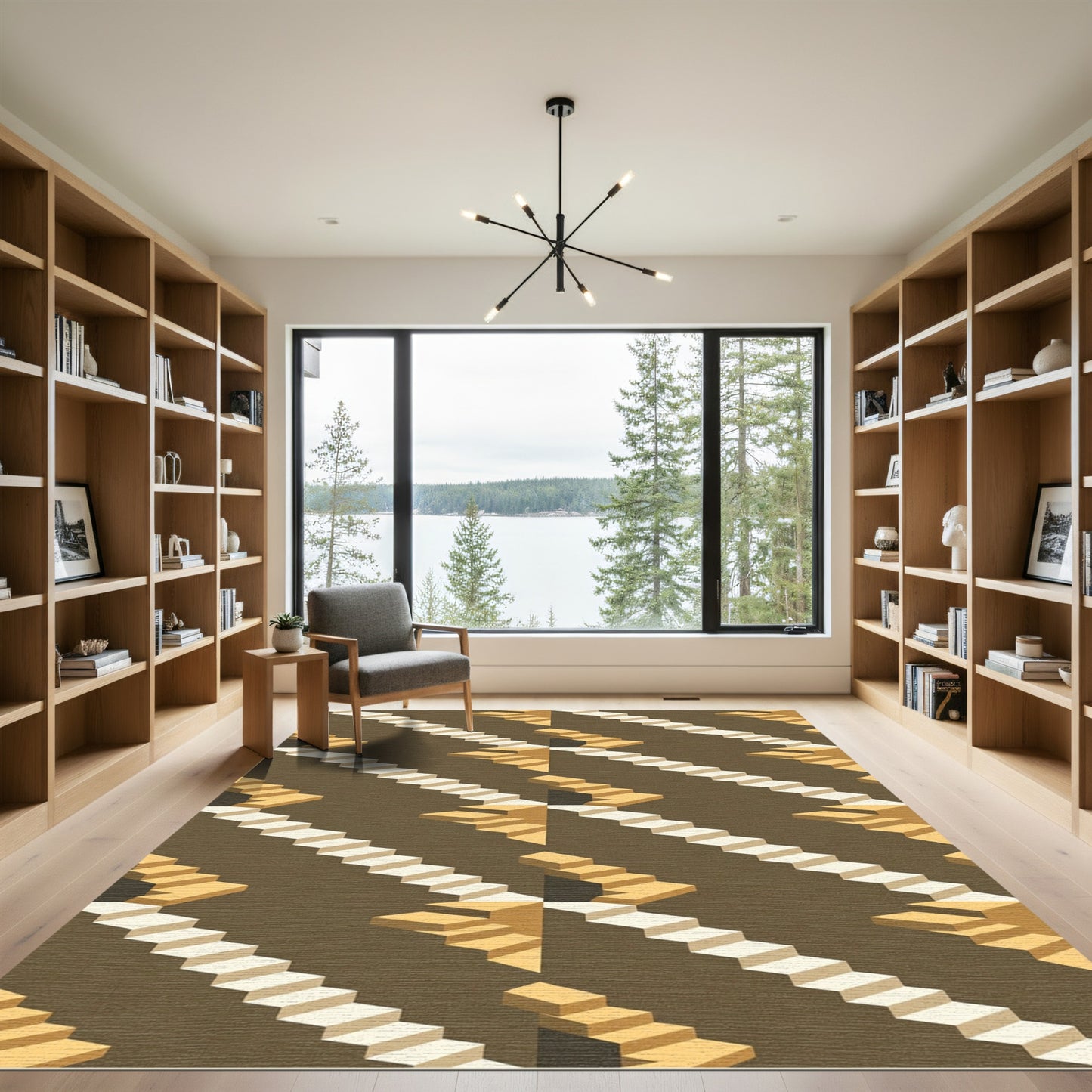 Geometric Staircase Illusion Rug