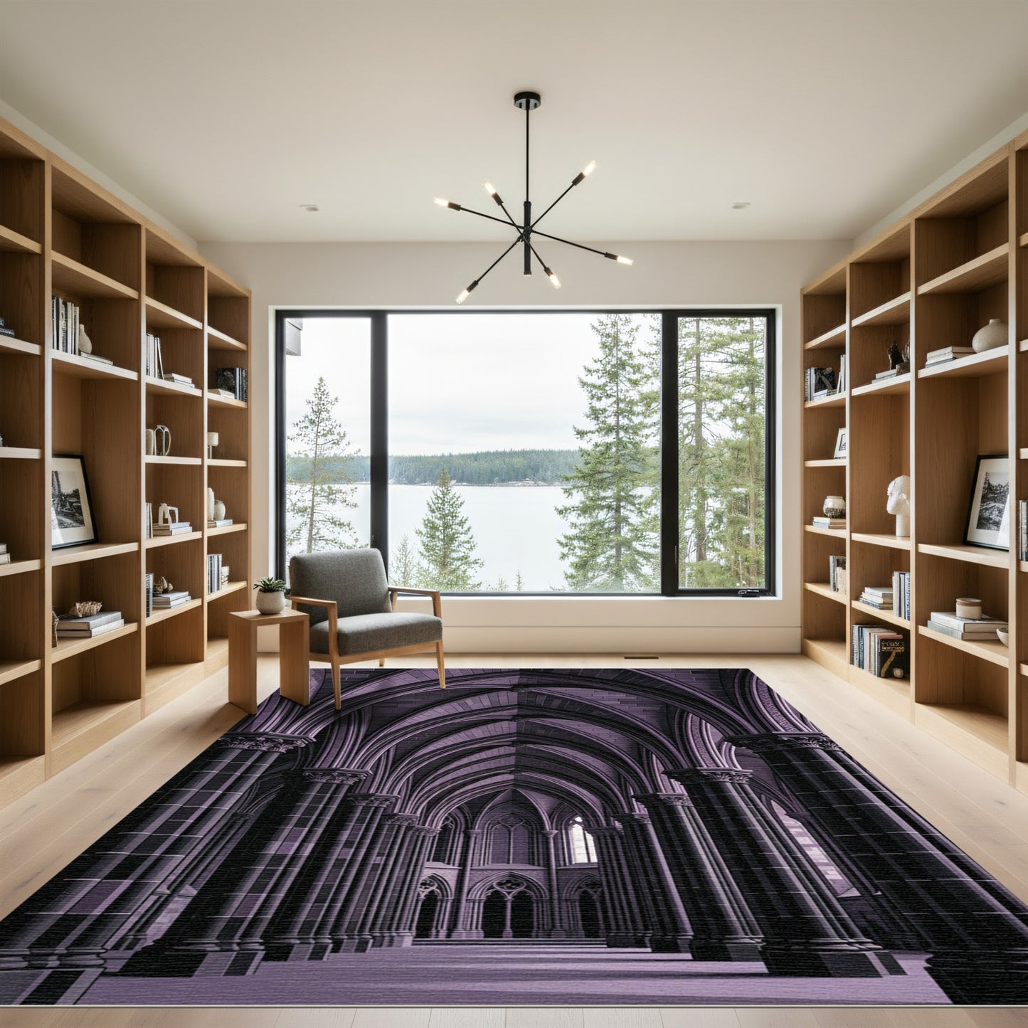 Gothic Violet Cathedral Arch Structure Rug