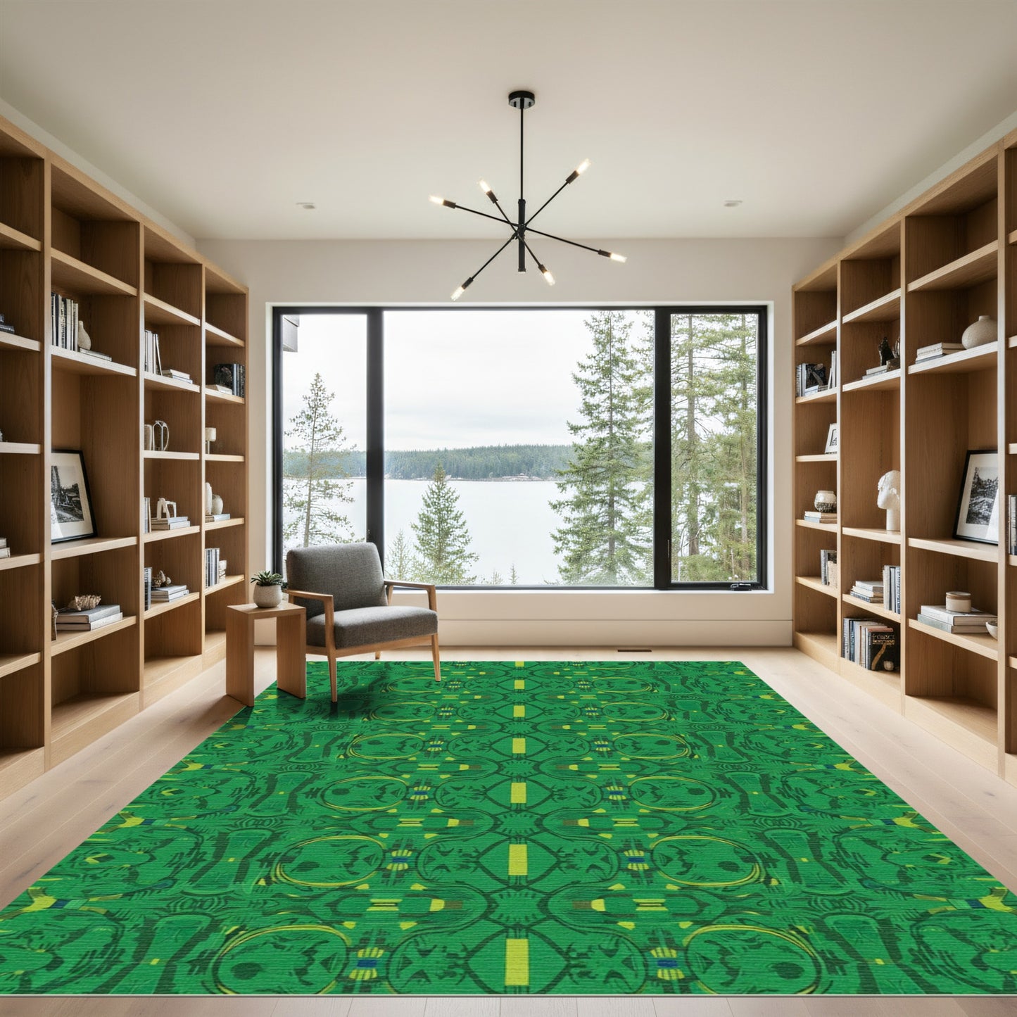 Lush Emerald Ogee Abstraction Rug