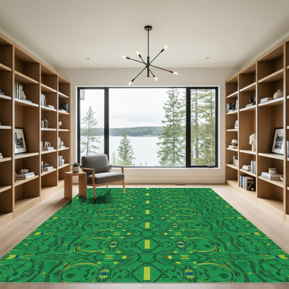 Lush Emerald Ogee Abstraction Rug