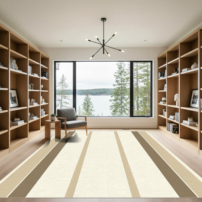 Earthy Neutral Vertical Stripe Rug