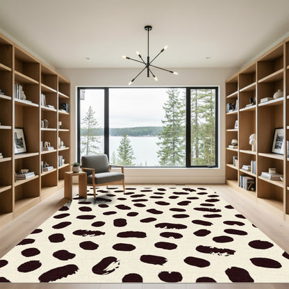 Creamy Black Splatter Spot Rug