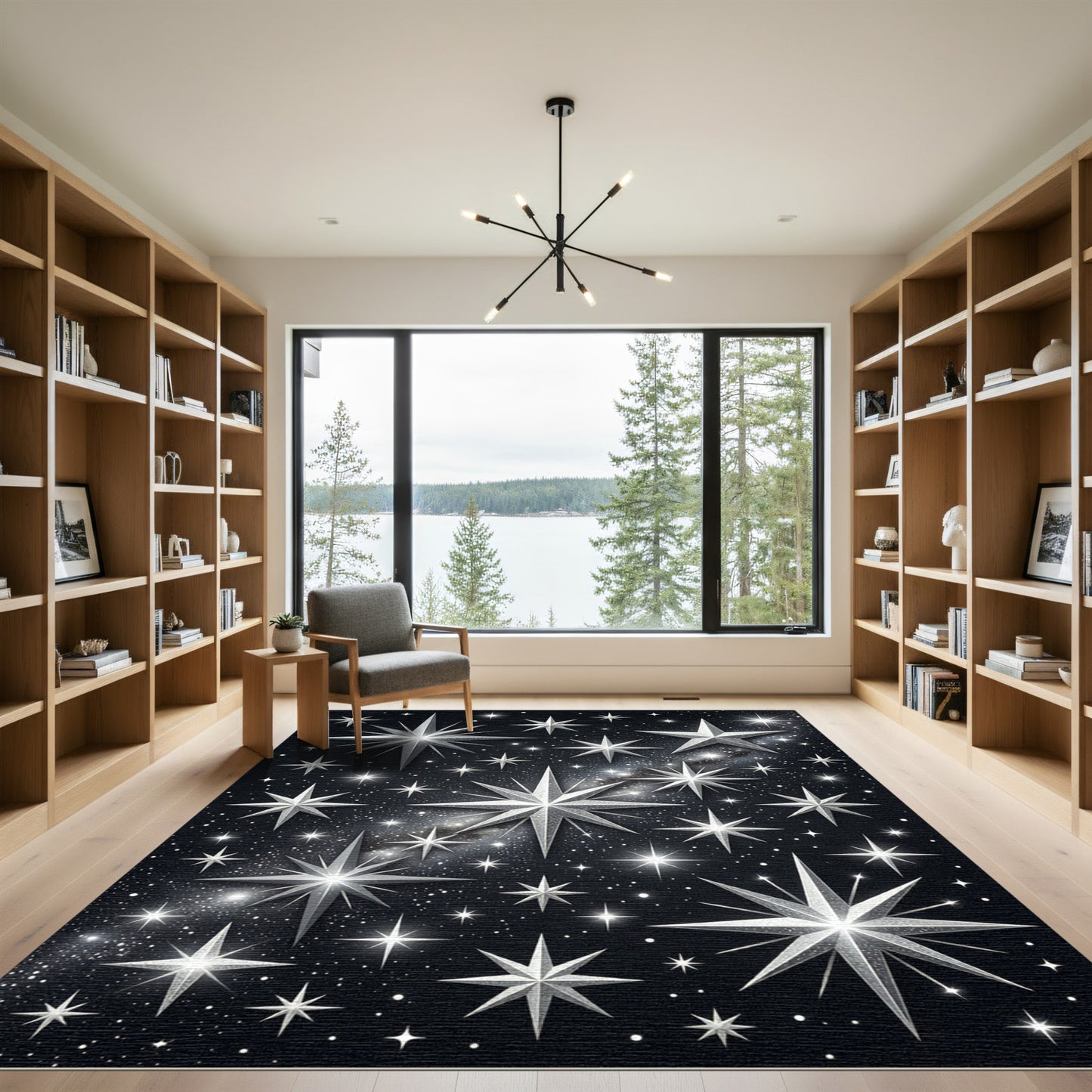 Celestial Silver Sparkle Starry Sky Rug