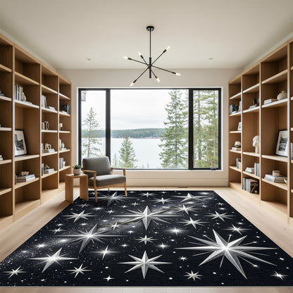 Celestial Silver Sparkle Starry Sky Rug