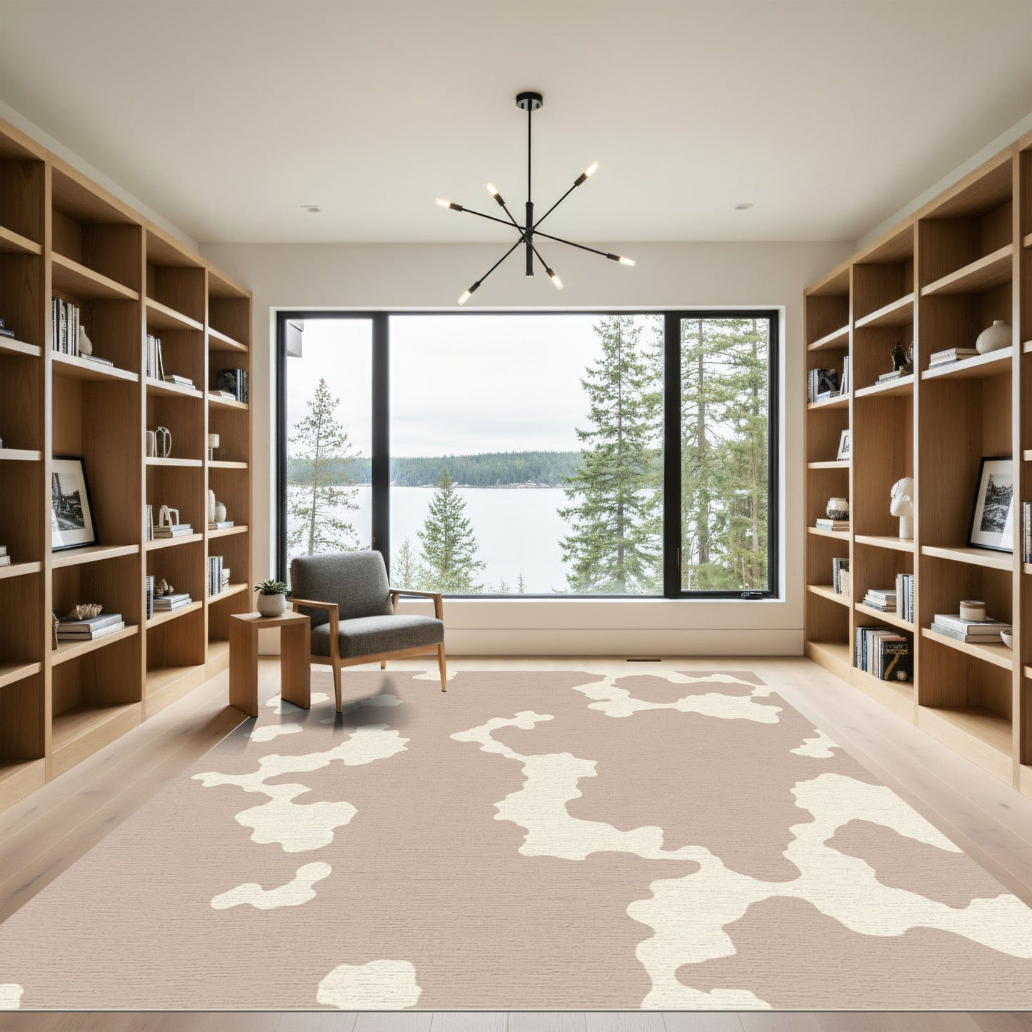 Contemporary Beige and Cream Spots Rug