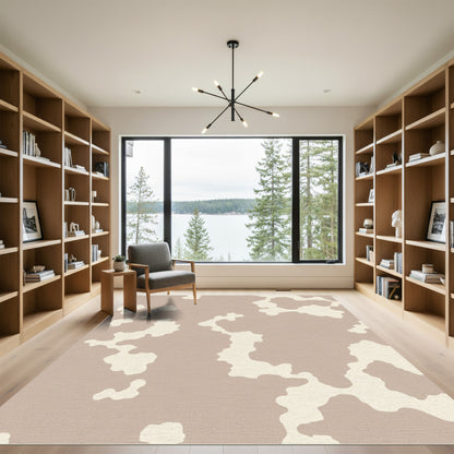 Contemporary Beige and Cream Spots Rug
