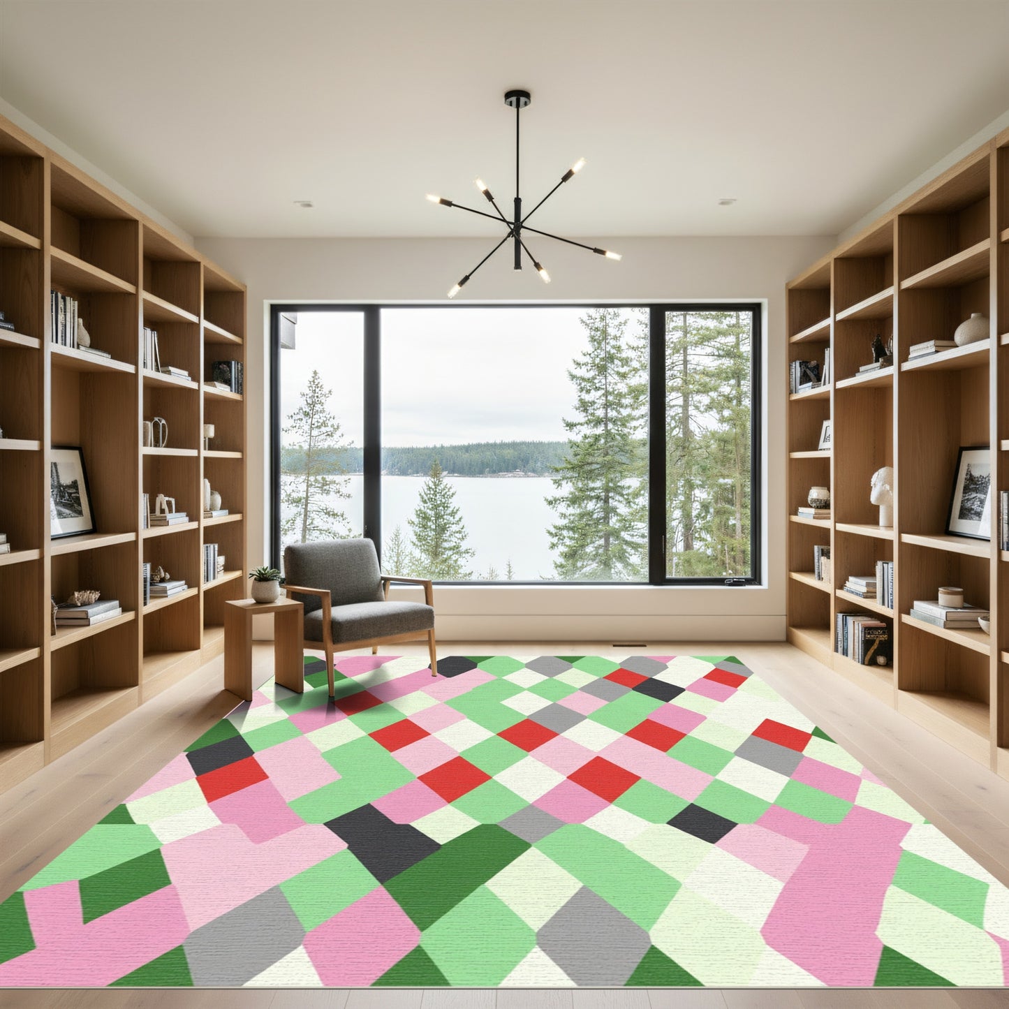 Pastel Geometric Diamond Stripe Rug