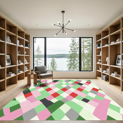 Pastel Geometric Diamond Stripe Rug