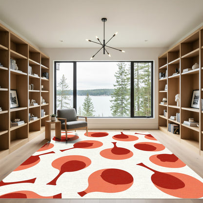 Crimson Abstract Bubble Composition Rug