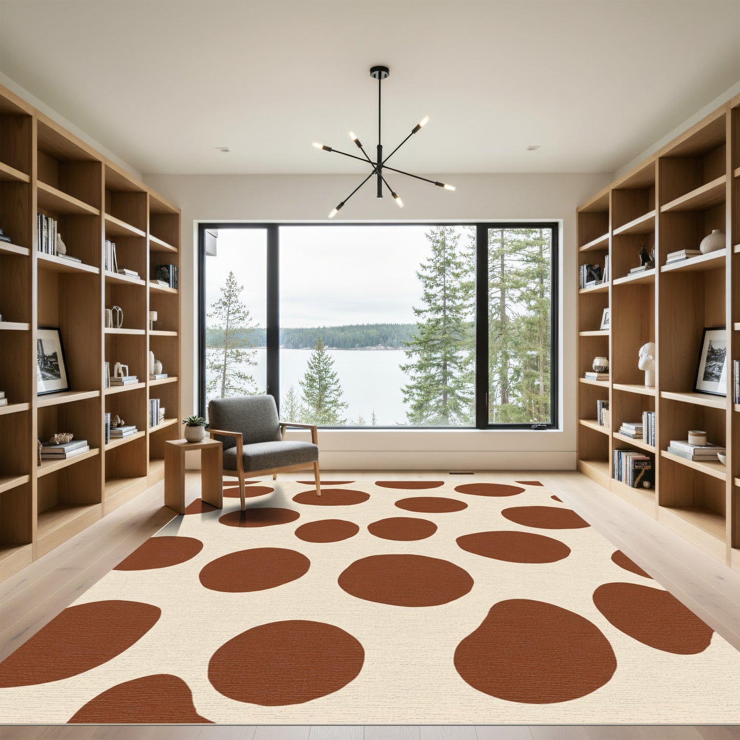 Brown Cream Spotted Organic Rounds Rug