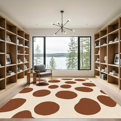 Brown Cream Spotted Organic Rounds Rug