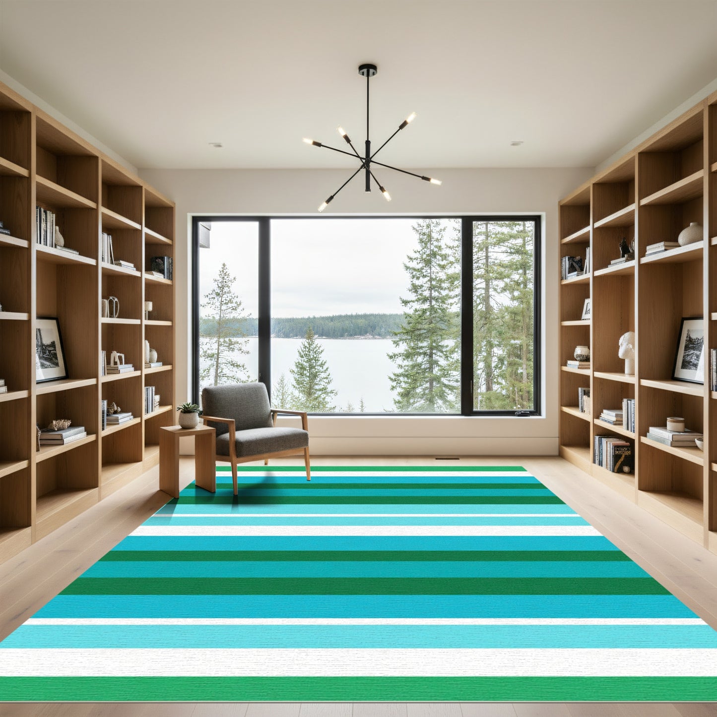 Diverse Aqua Horizontal Bands Rug