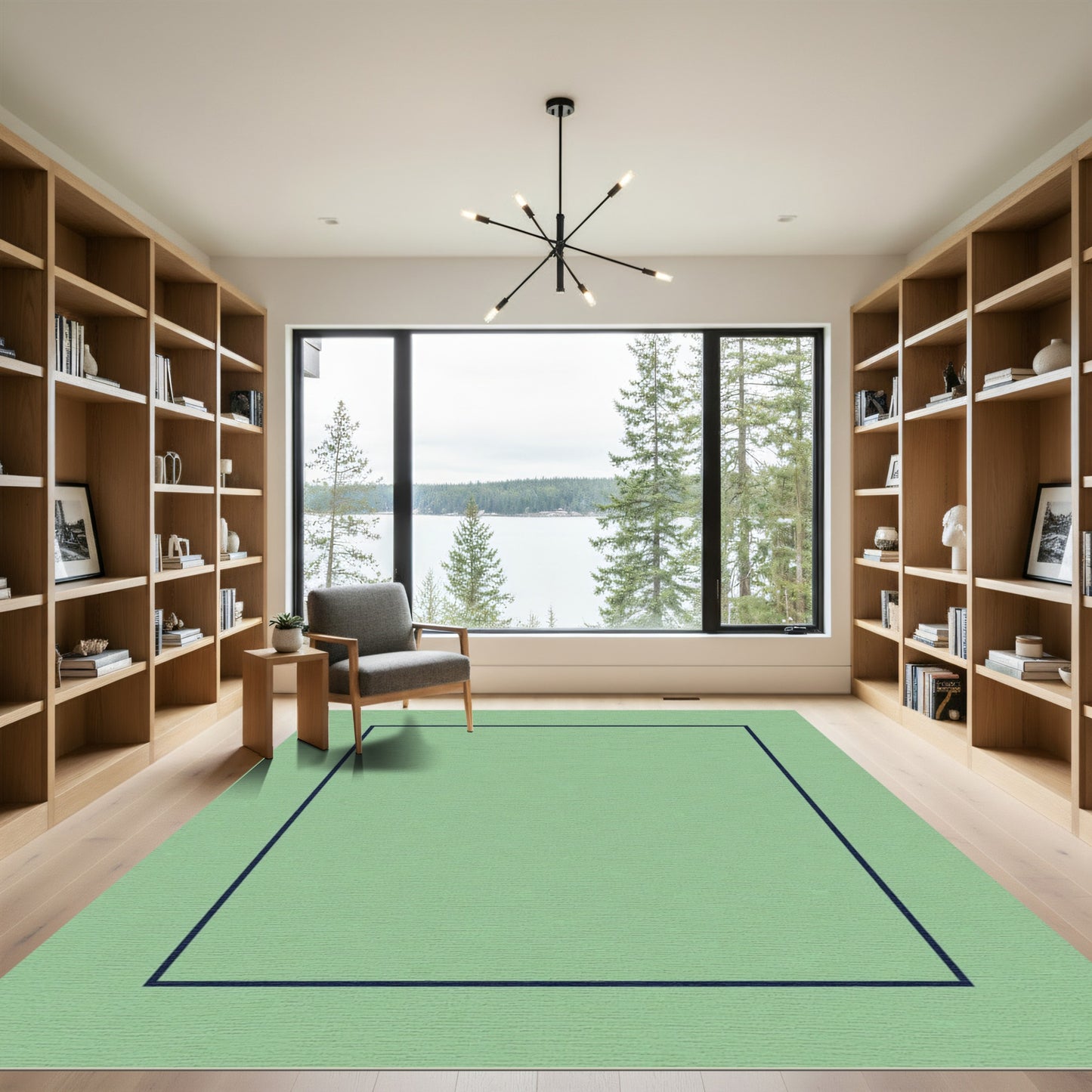 Sage Green Soft Textured Border Rug