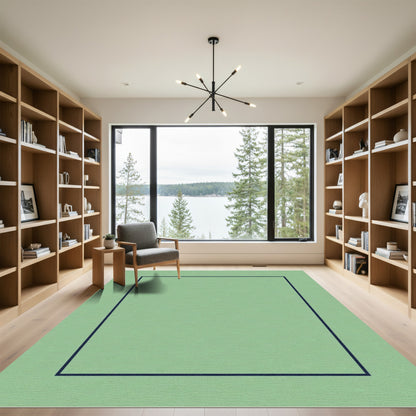 Sage Green Soft Textured Border Rug