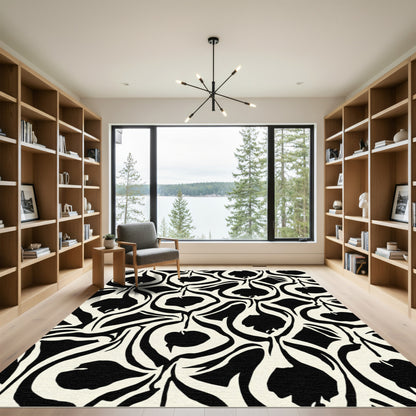 Bold Black Cream Organic Flow Rug