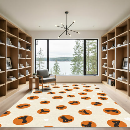 Orange Circles Abstract Paw Spots Rug