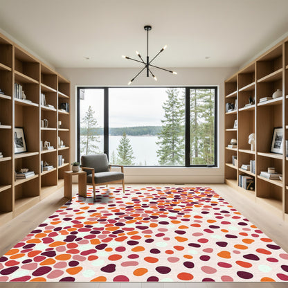 Crimson Orange Pebble Scatter Rug