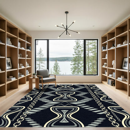 Abstract Staircase Hourglass Chain Composition Rug