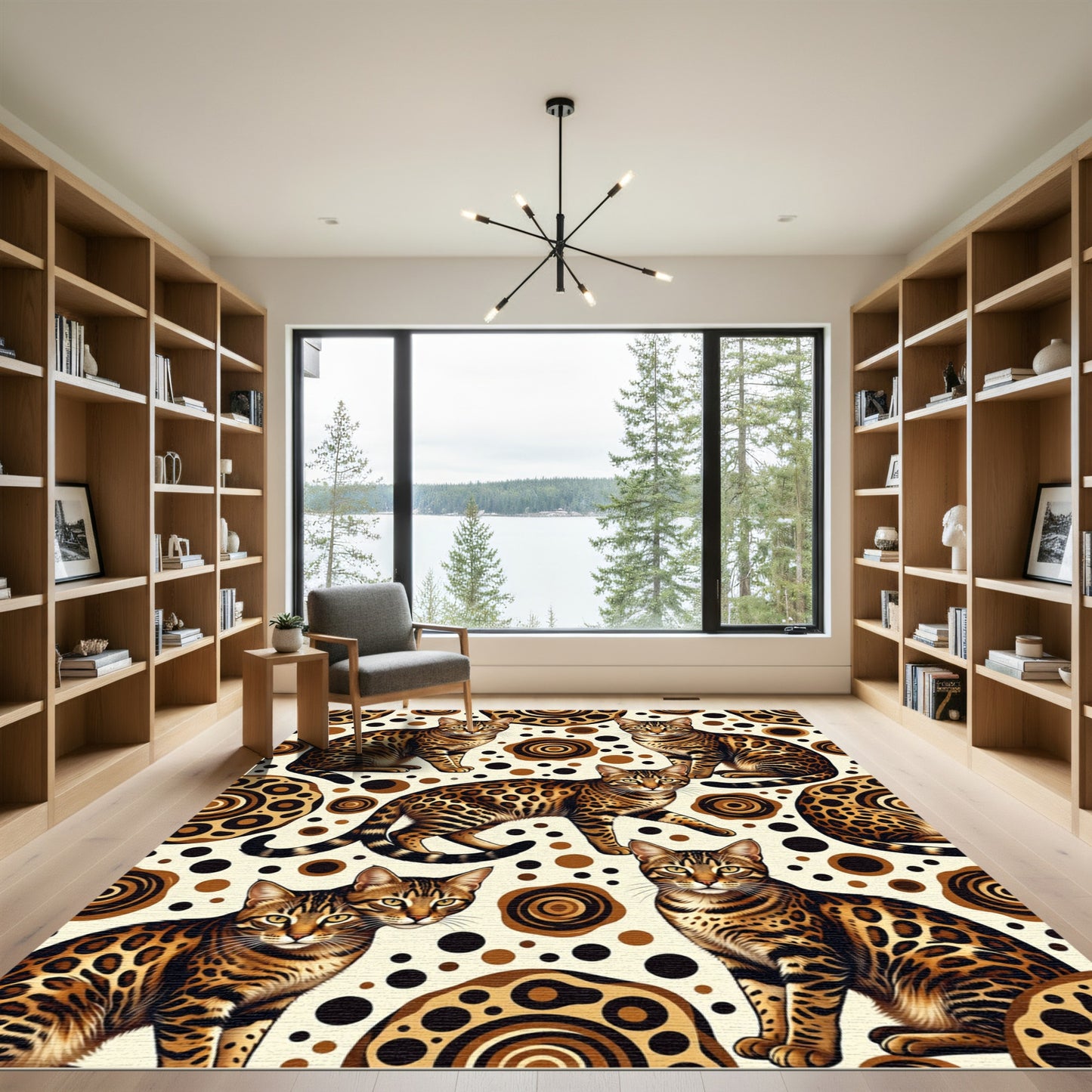 Artistic Leopard Spotted Golden Animal Rug