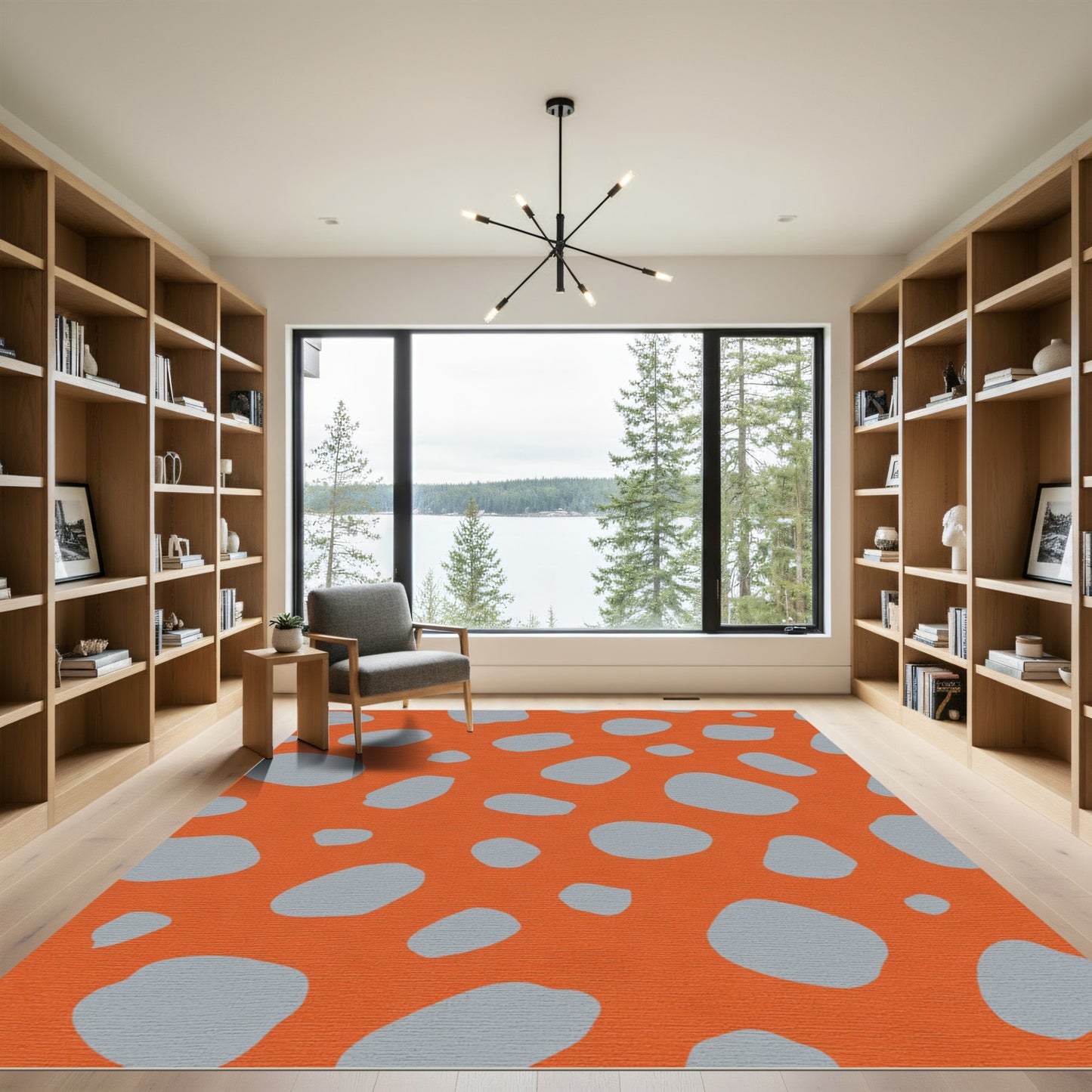 Orange Gray Blob Spot Rug