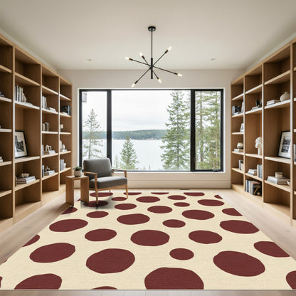 Crimson Circles Scattered Ground Rug