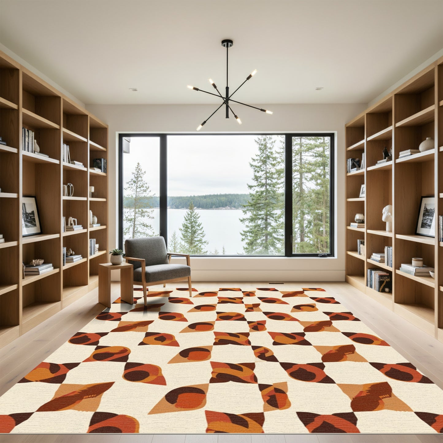Warm Earthy Tones Abstract Square Rug
