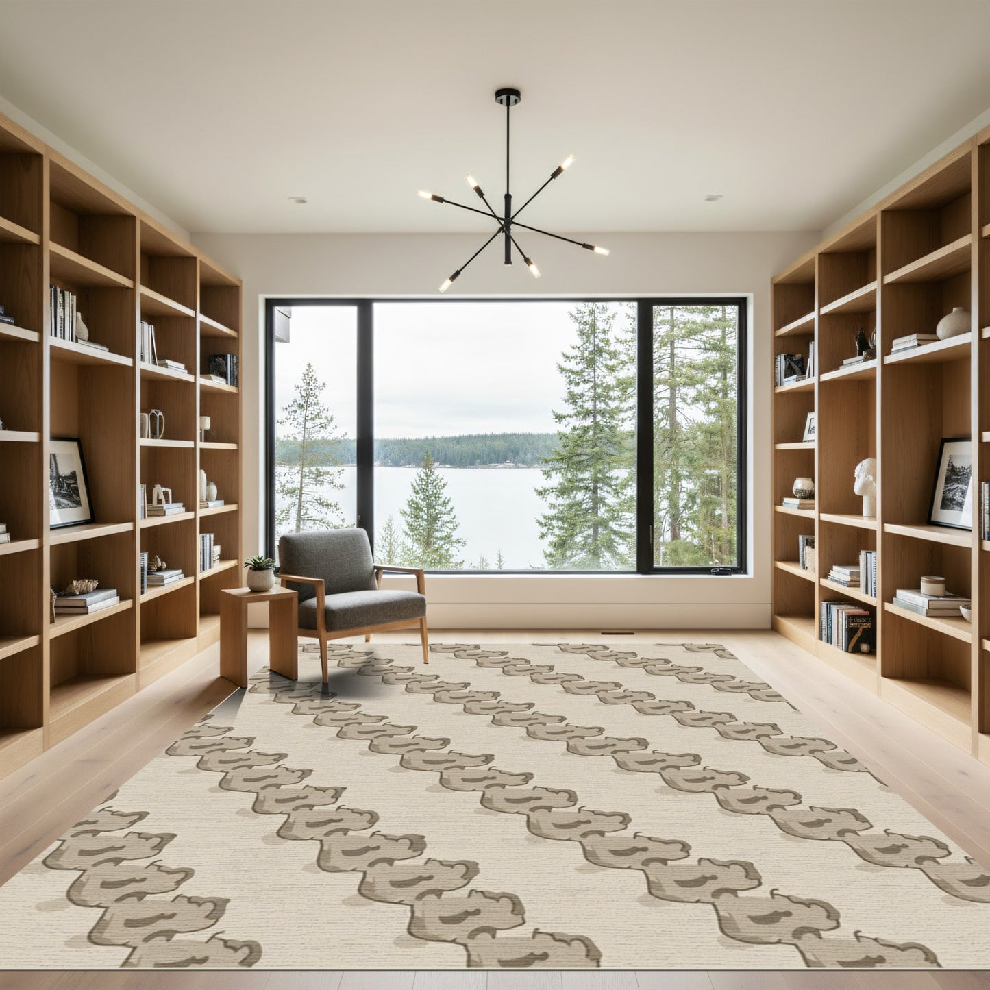Neutral Taupe Abstract Cloud Formation Rug