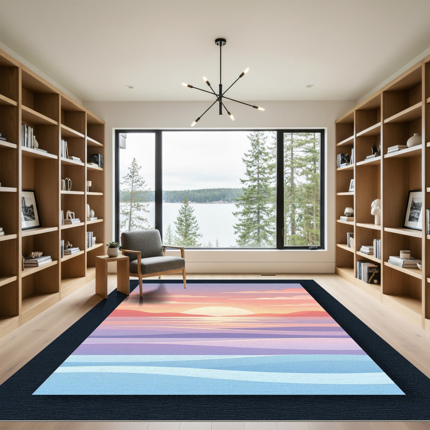 Pastel Sunset Landscape Horizon Rug