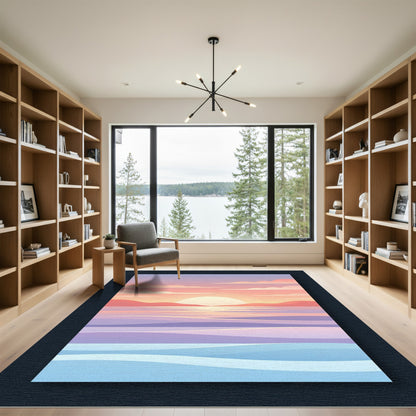 Pastel Sunset Landscape Horizon Rug