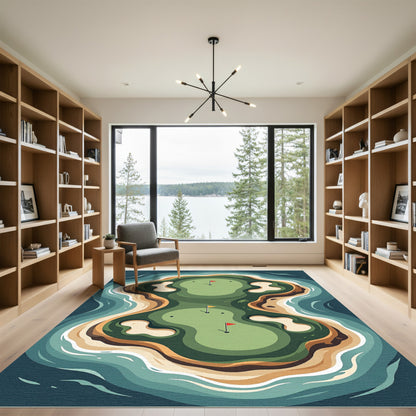 Golf Island Green Aerial View Rug