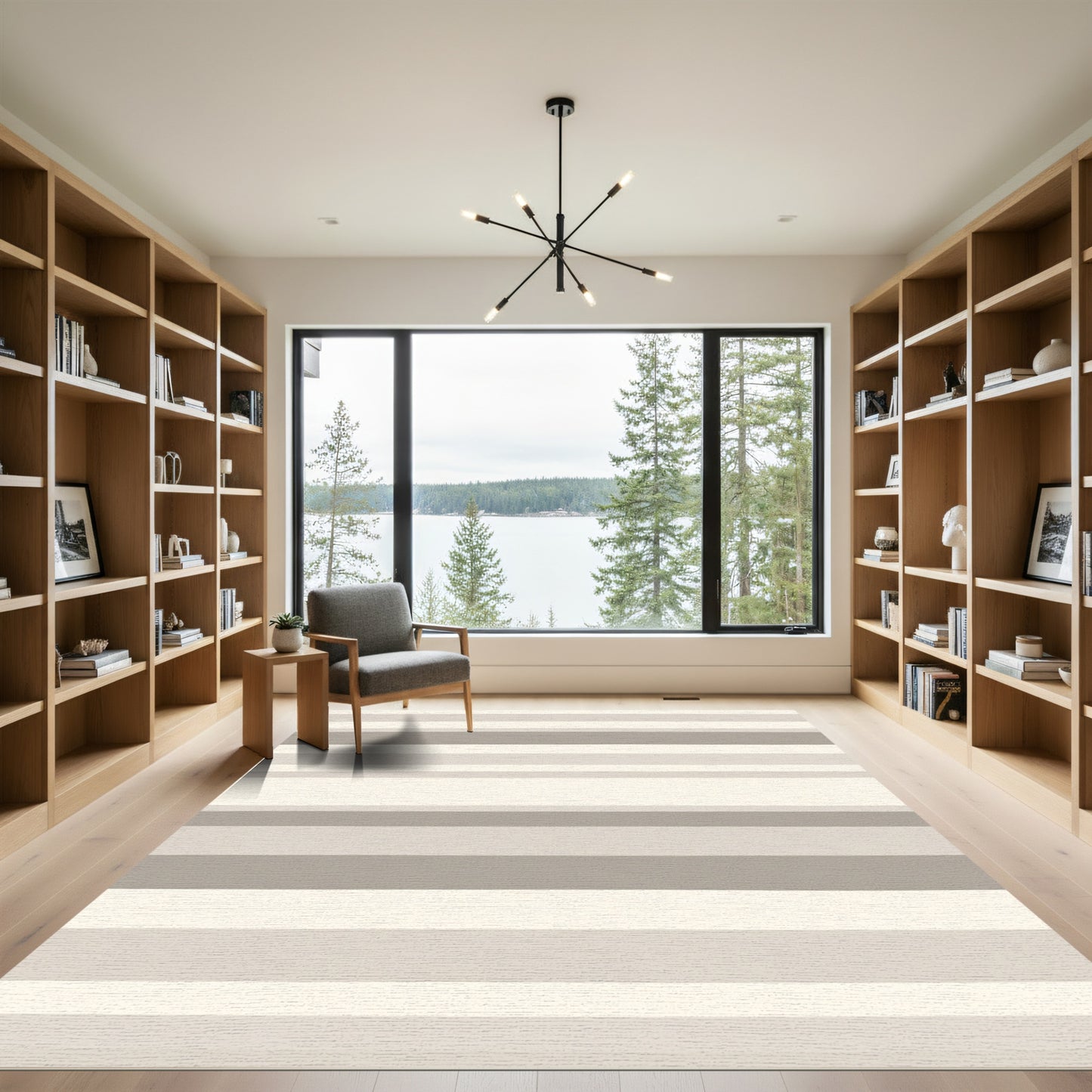 Neutral Earth Tone Horizontal Stripe Rug