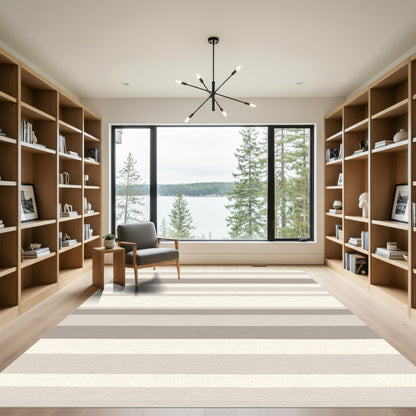 Neutral Earth Tone Horizontal Stripe Rug