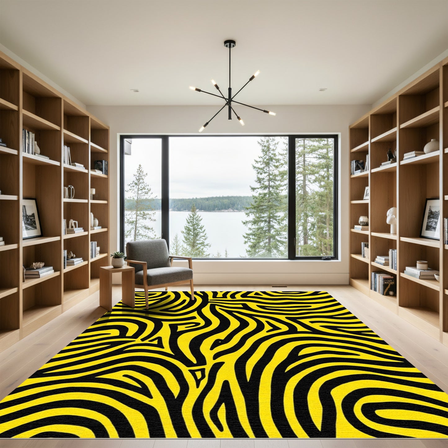 Bold Yellow Black Zebra Stripes Rug