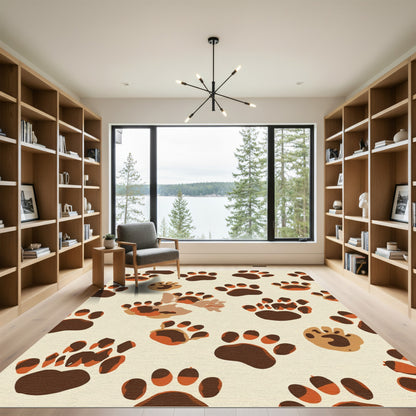 Brown Paw Prints With Earthy Tones Rug