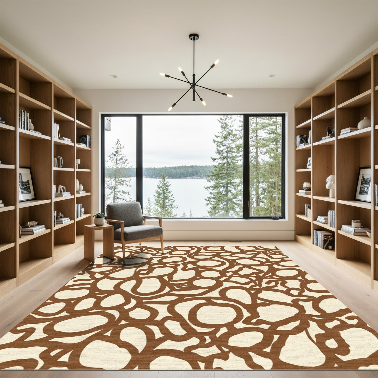 Brown Organic Abstract Blobs Rug