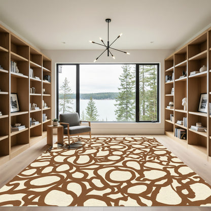 Brown Organic Abstract Blobs Rug