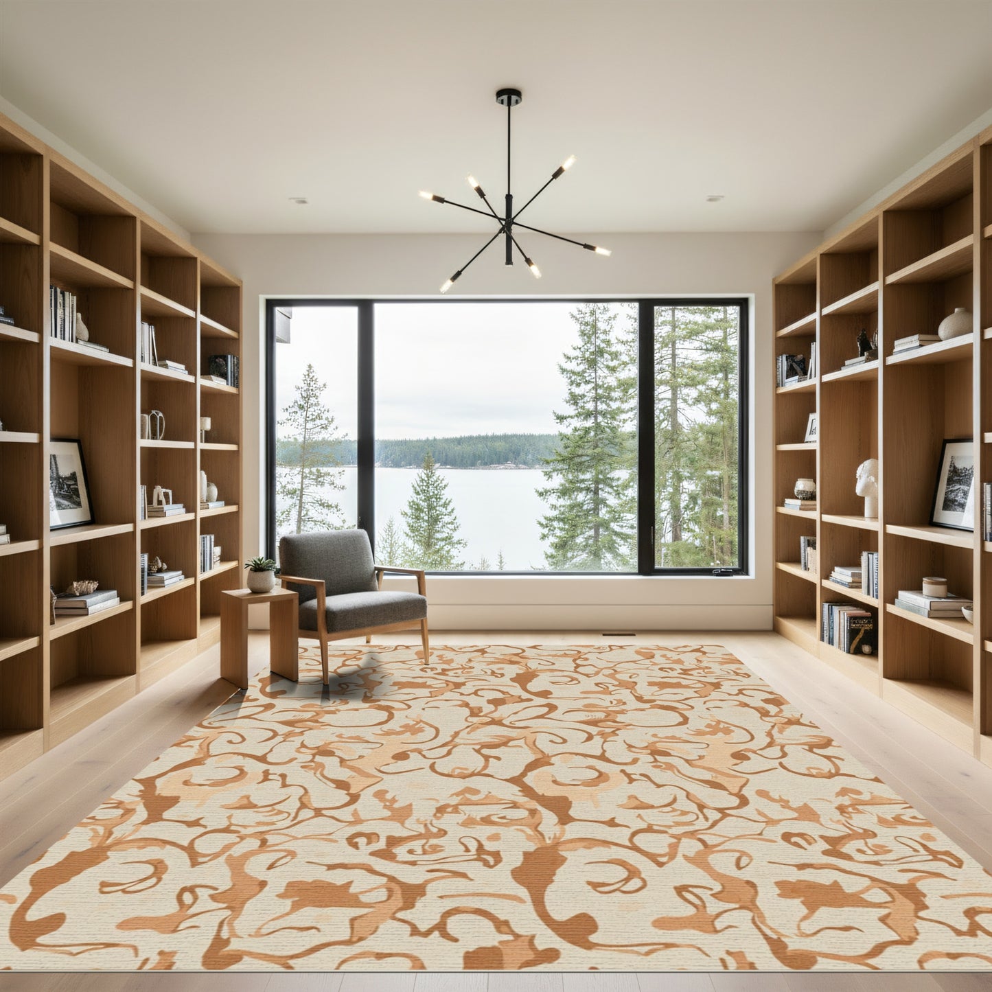Earthy Abstract Swirl Composition Rug