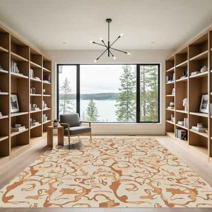 Earthy Abstract Swirl Composition Rug