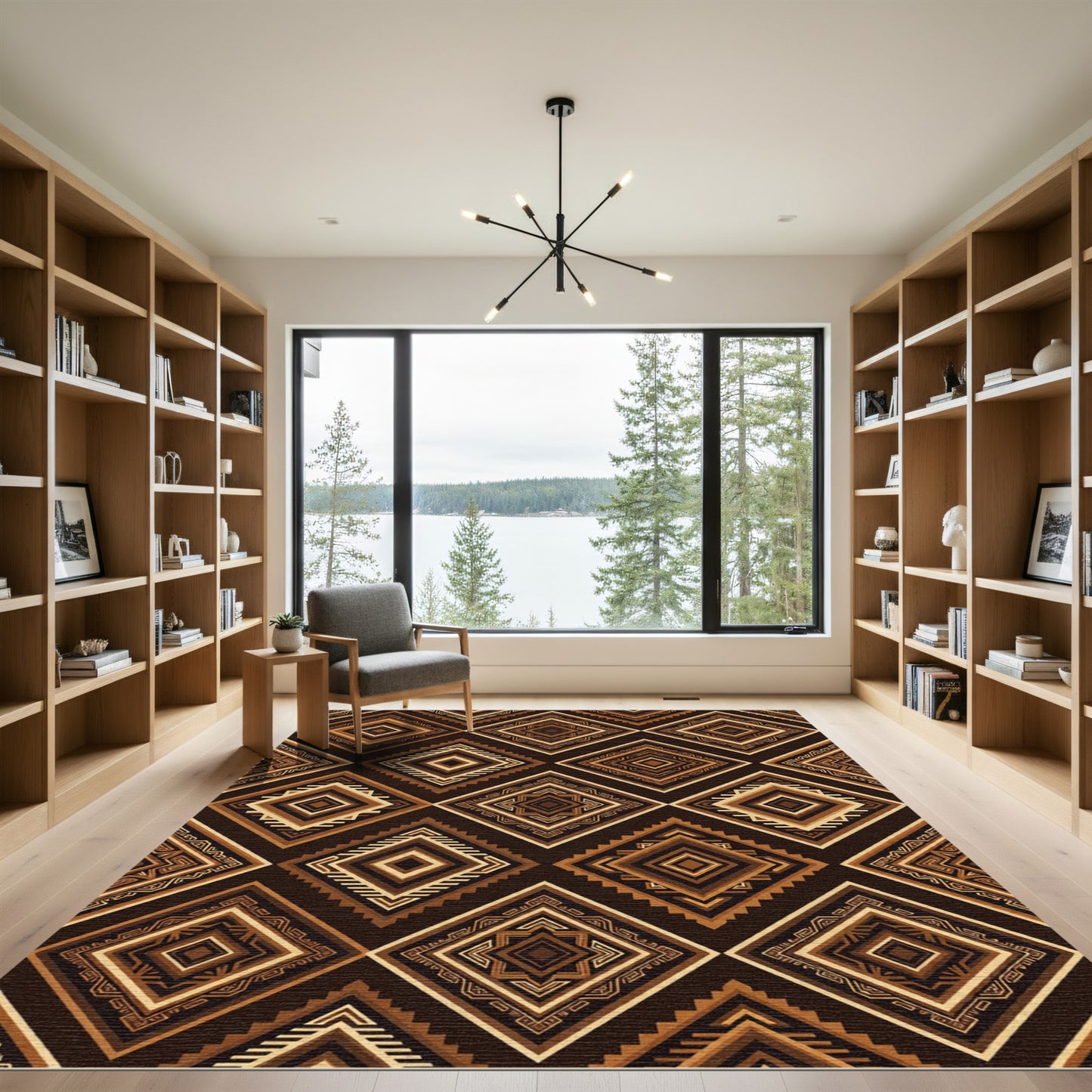 Earthy Diamond Lattice Geometric Rug