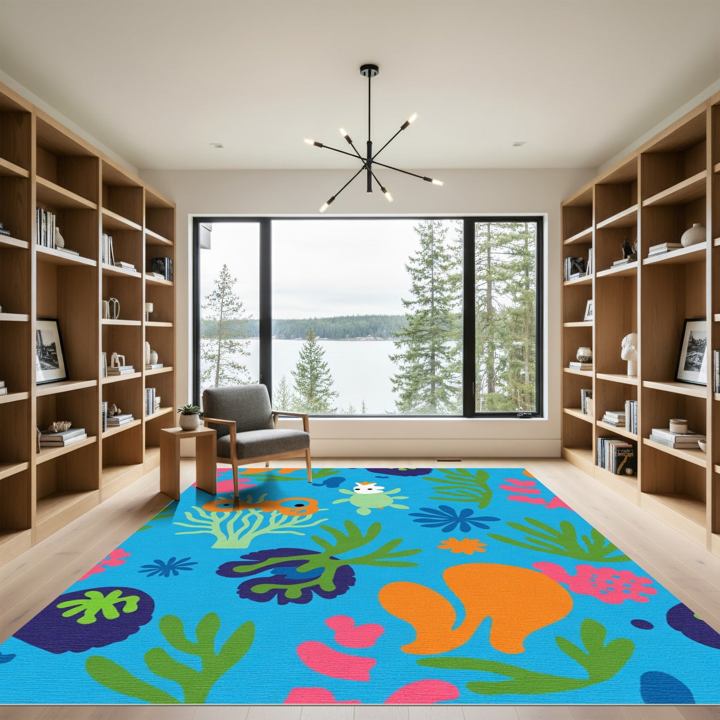 Whimsical Coral Reef Underwater Creatures Rug