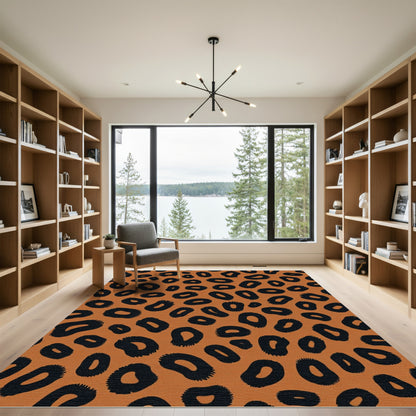 Wild Black Spots Orange Background Rug