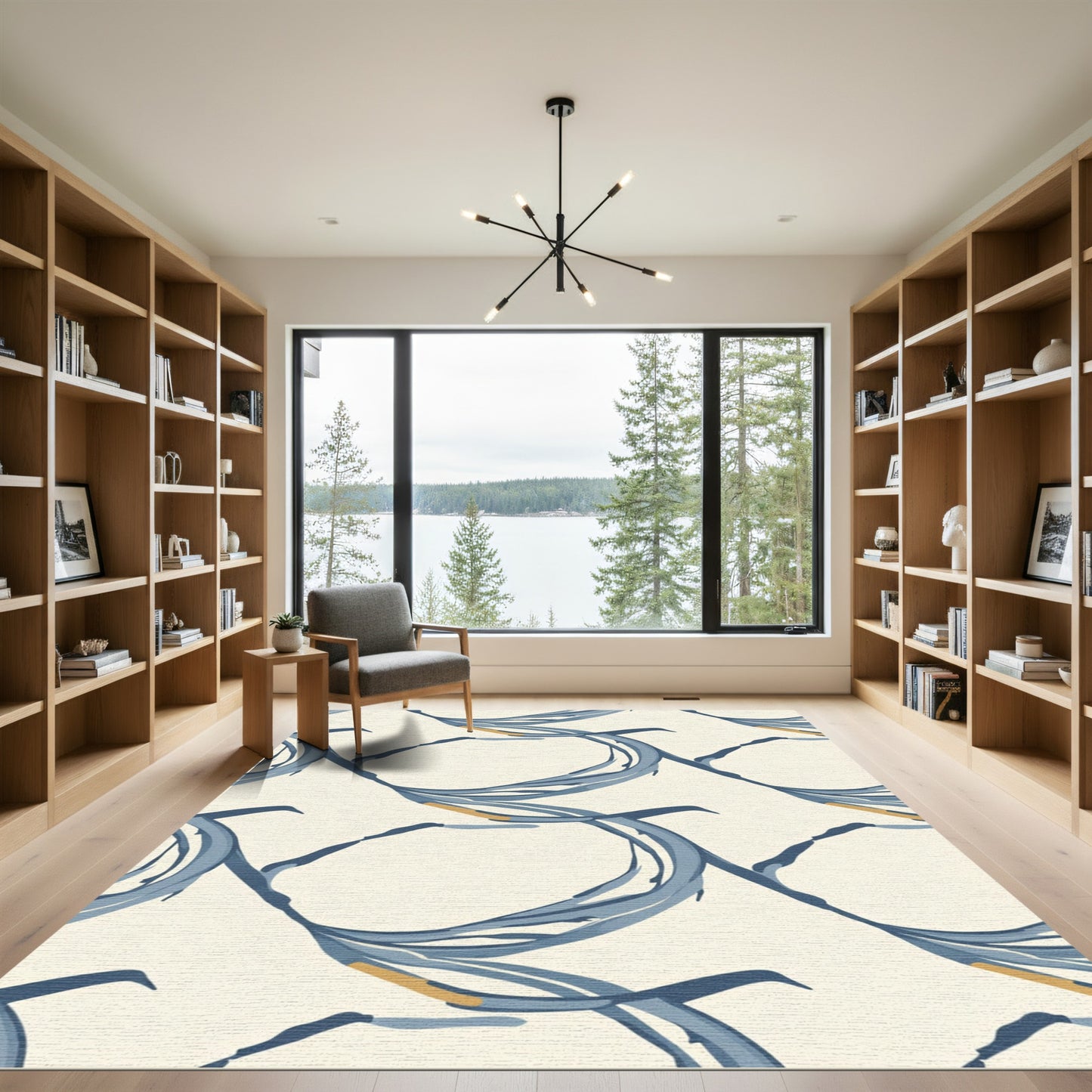 Navy Blue Flowing Organic Weave Rug