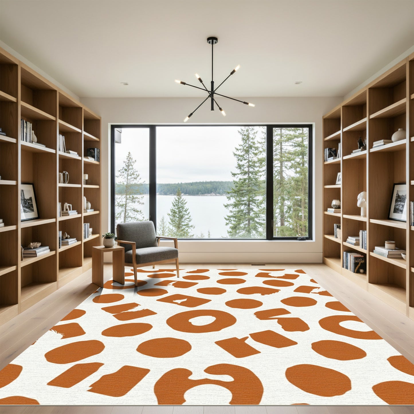 Terracotta Circles and Squares Scatter Rug