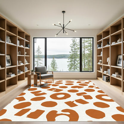Terracotta Circles and Squares Scatter Rug