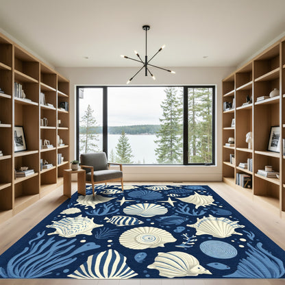 Marine Life Shells Tropical Fish Rug