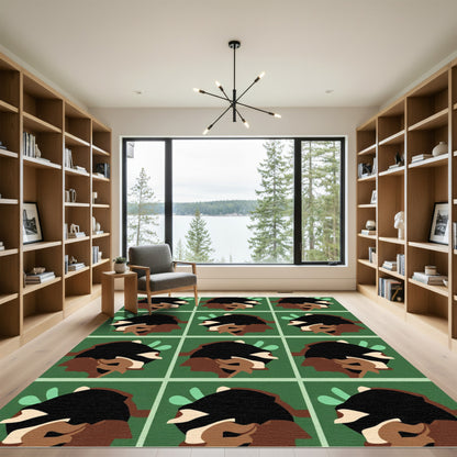 Abstract Fauvist Black Bird Motif Rug