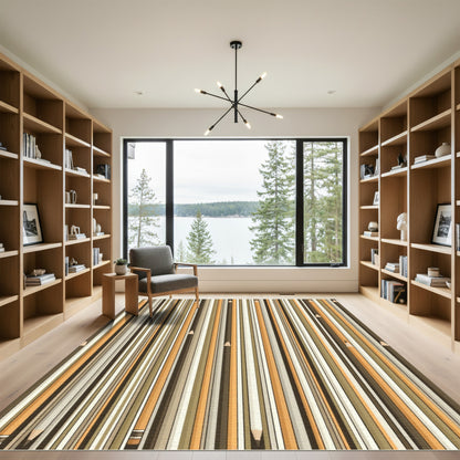 Neutral Tones Striped Pencil Collage Rug